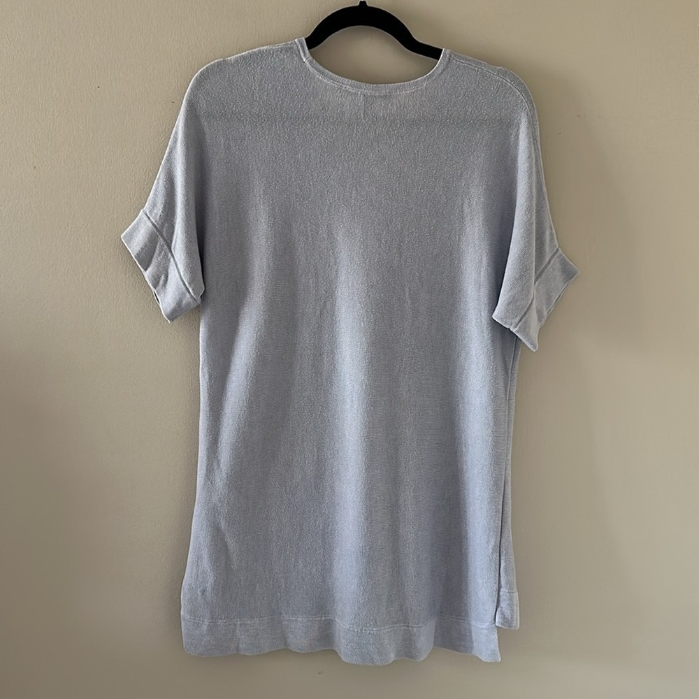 Eileen Fisher Tencel Blend Tunic Sweater Top Short Sleeve Sz Medium Minimalist - Picture 3 of 8